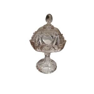 Vintage Clear Covered Crystal/Glass Compote Candy Dish w/Lid EUC